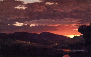 トワイライト短い裁定 昼と夜の風景ハドソン川フレデリック・エドウィン教会山 Oil Paintings